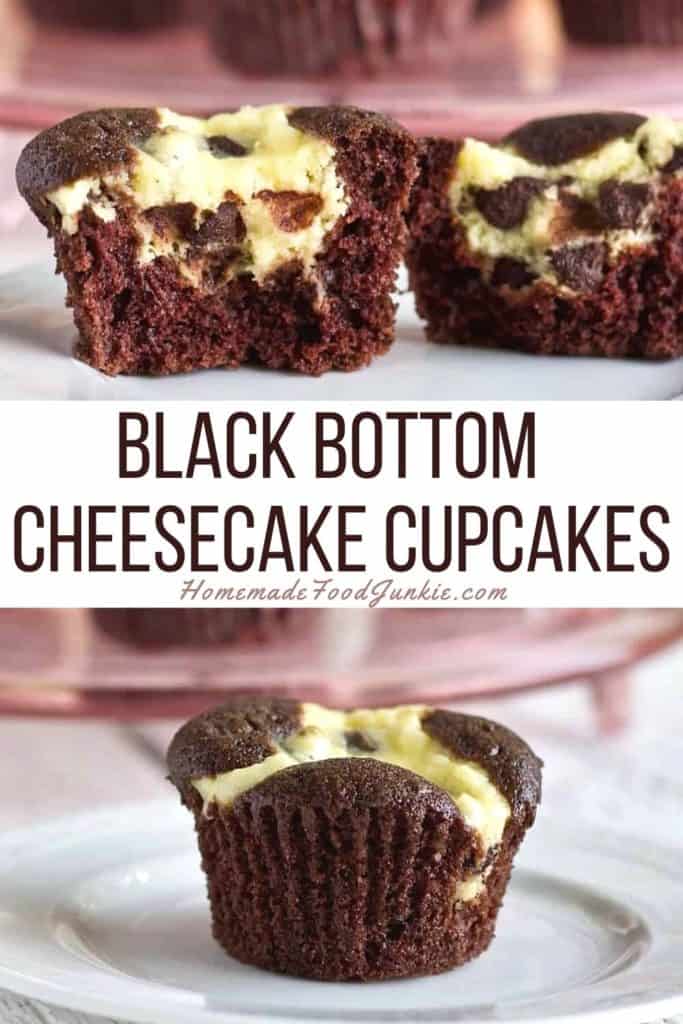 Black bottom cheesecake cupcakes-pin image