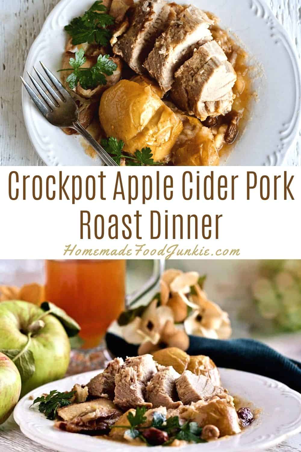Crockpot apple cider pork roast dinner-pin image