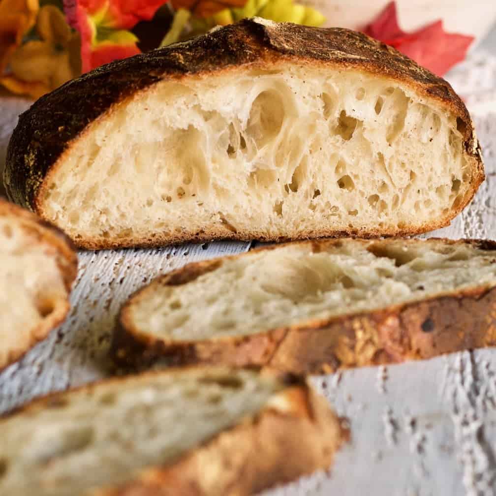 Sourdough bread made from this starter. This is a long rise Tartine bread. Very crusty with a tender, creamy well developed crumb. I'm still working on the rise.