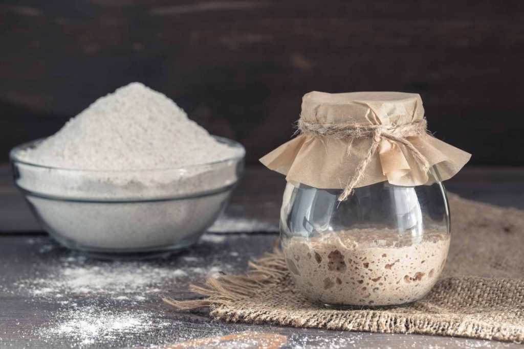 starter and flour