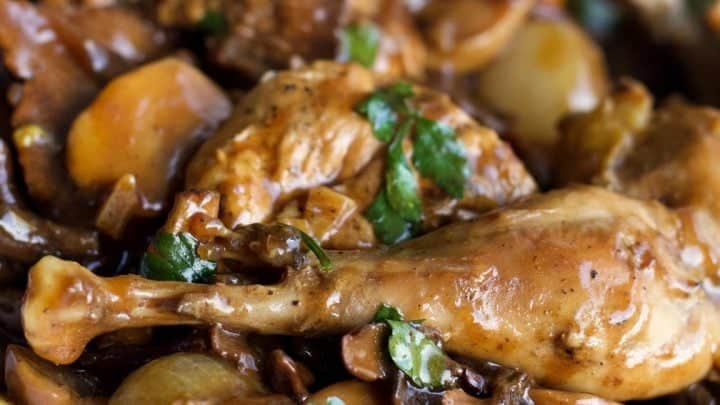 Wild Pheasant In mushroom Wine Sauce