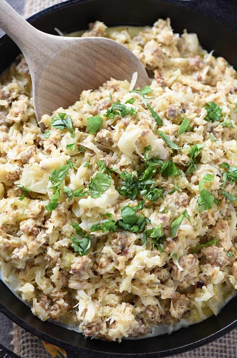 Instant Pot Cauliflower Sausage Chicken Casserole by Adventures of Mel