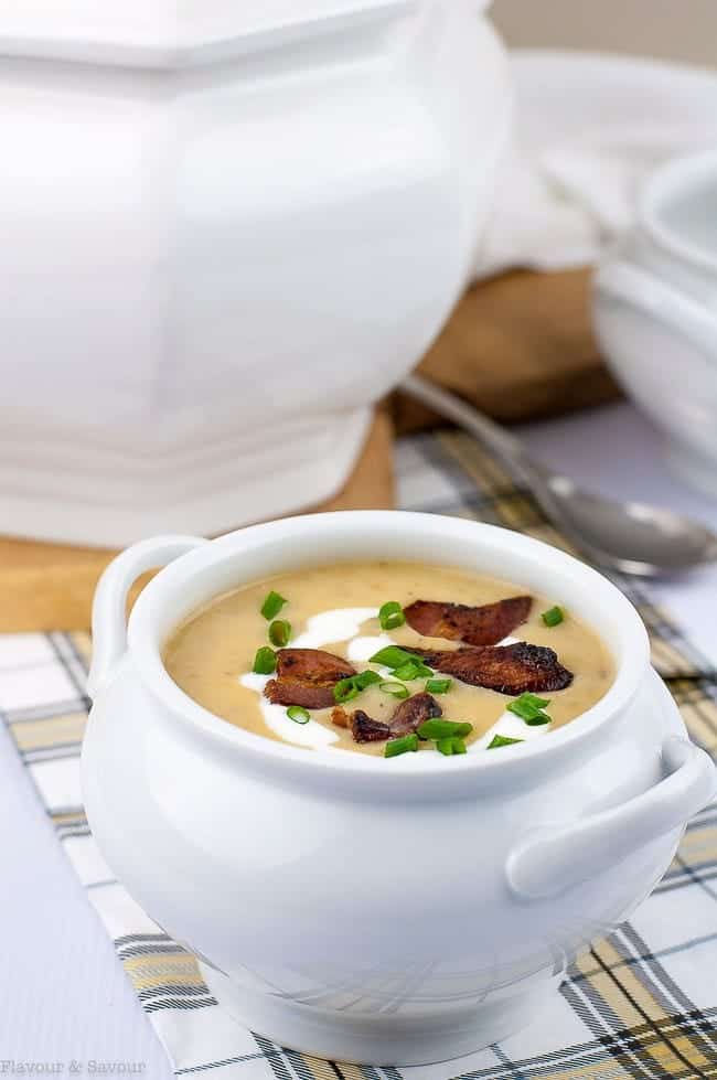Instant Pot Potato Leek Bacon Soup by Flavor and Savour