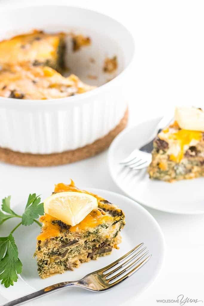 Caramelized Onion Mushroom Kale Quiche without a crust by Wholesome Yum