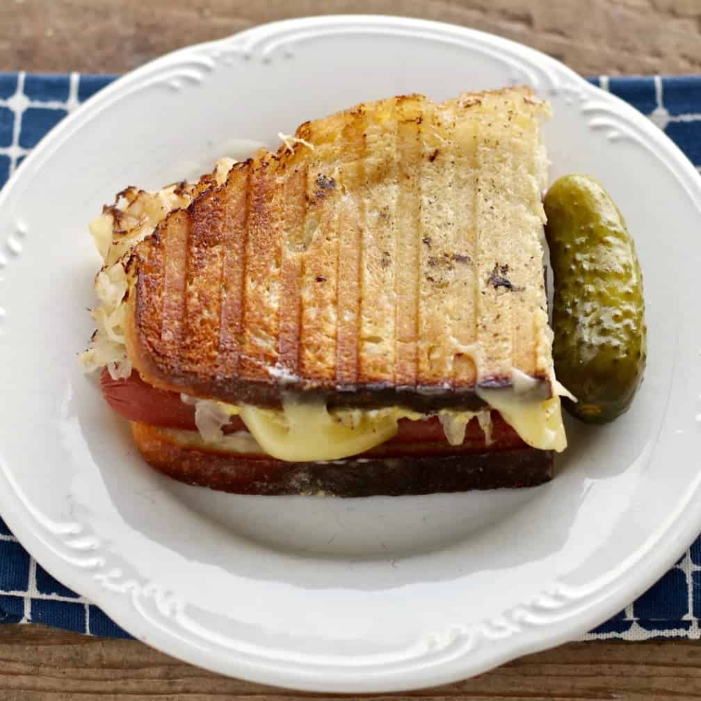 Grilled Polish Dog and Sauerkraut Sandwich