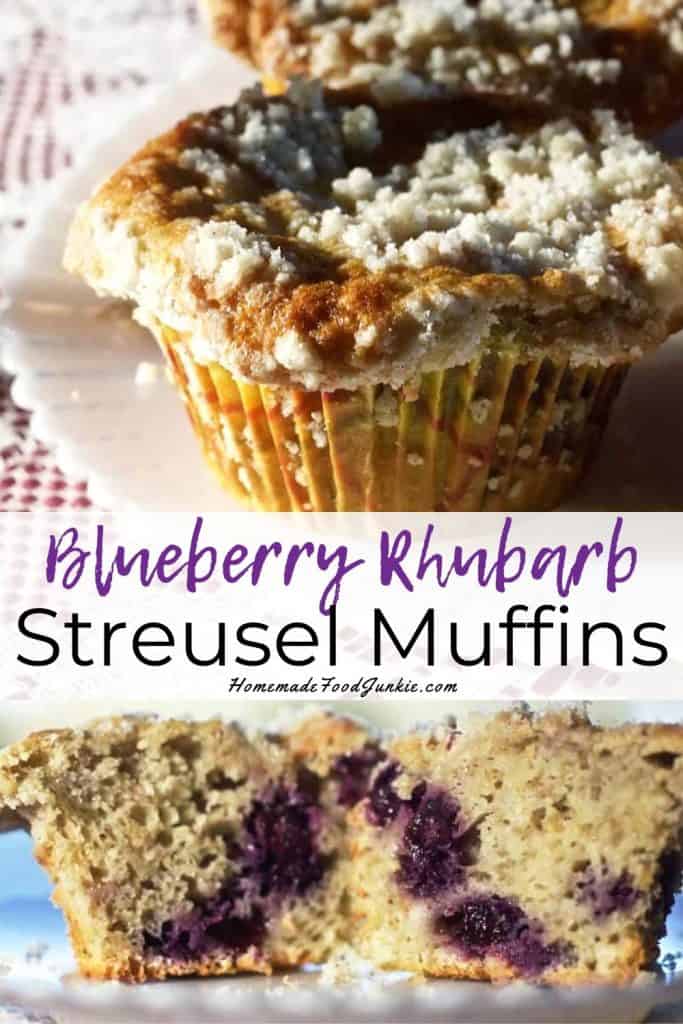 Blueberry rhubarb streusel muffins-pin image