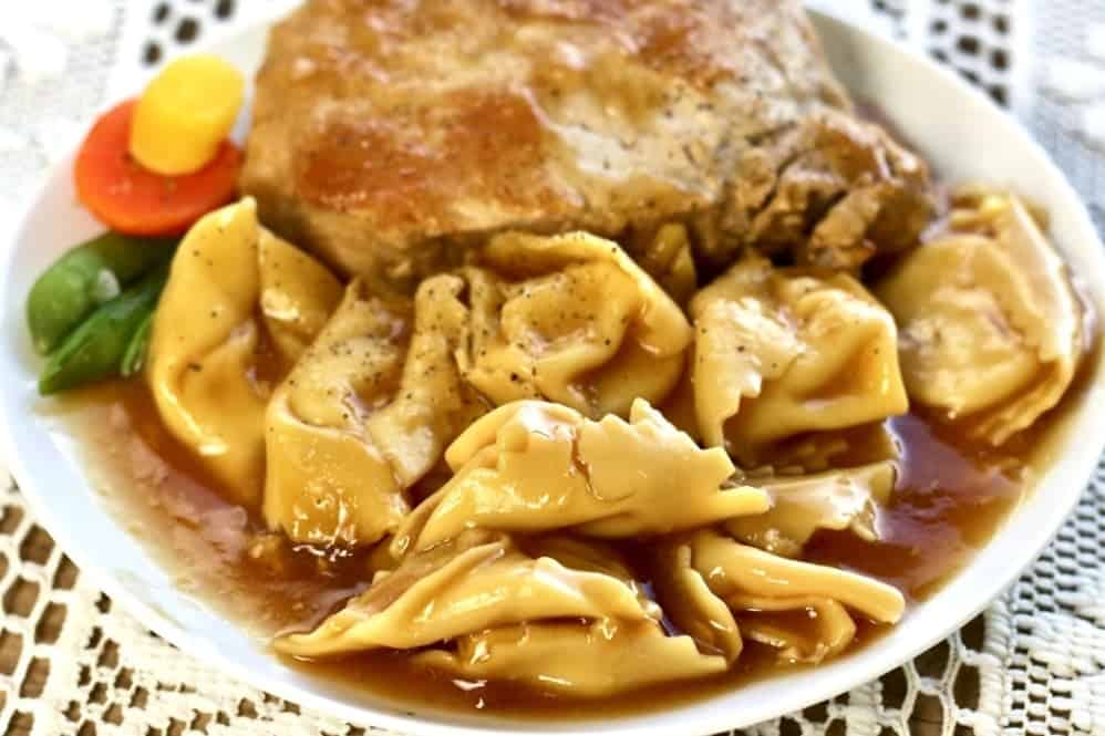 Pork Skillet Dinner Tortellini in wine sauce