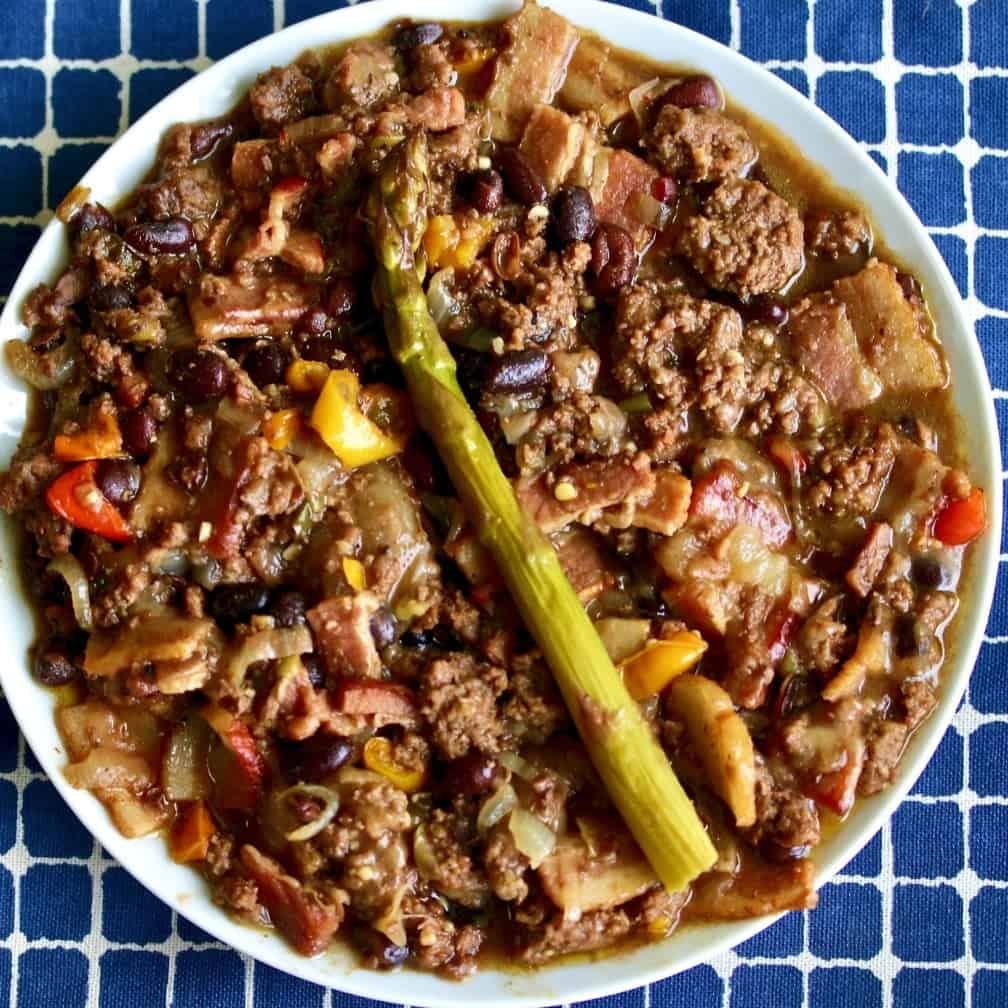 Smoky Moose Meat Skillet dinner in Wine Sauce