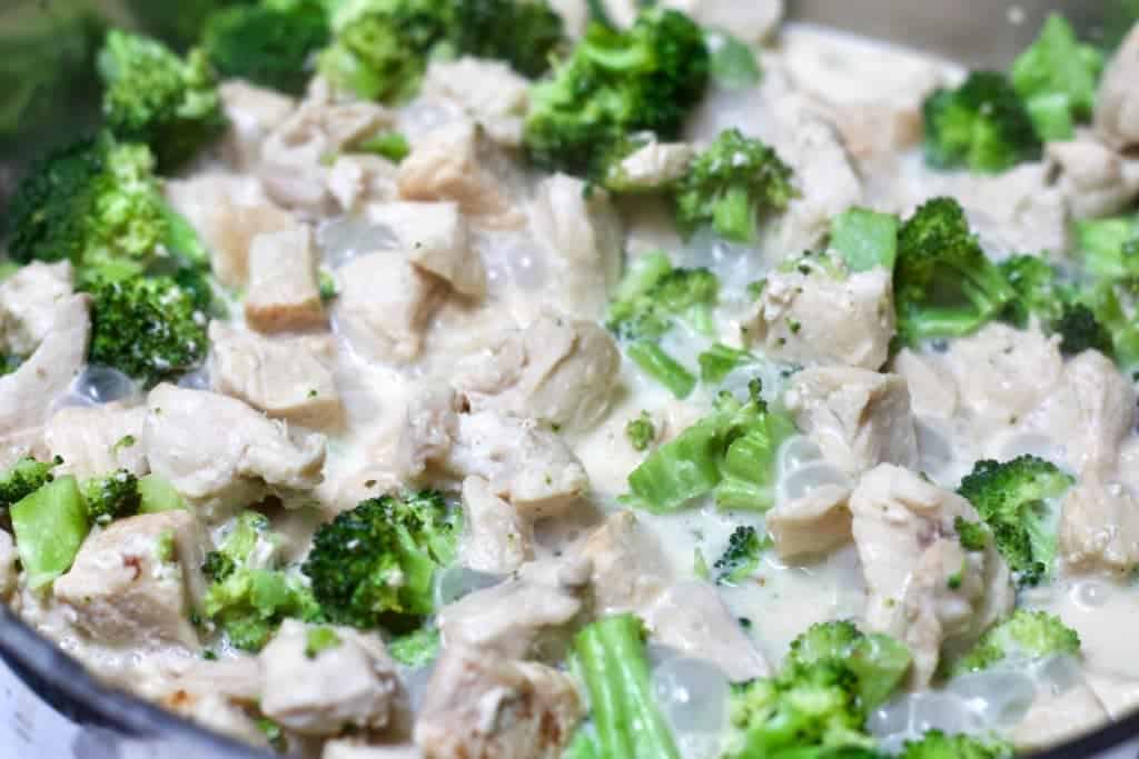 Ranch Chicken Bacon Broccoli Skillet Dinner cooking