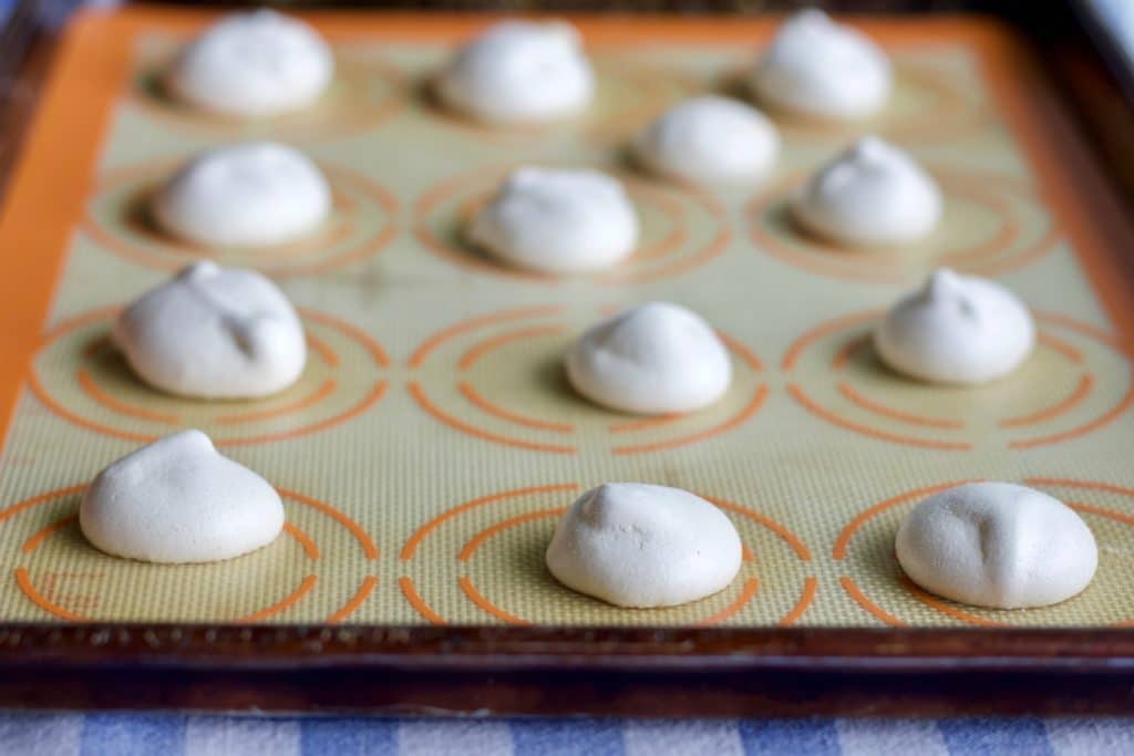 Meringue dough on a cookie sheet