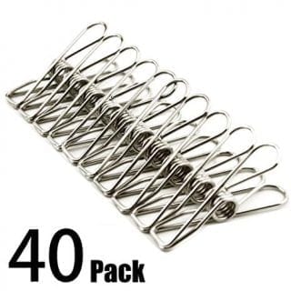 Clothes pins 40 PACK,2 Inch Multi-purpose Stainless Steel Wire,Cord Clothes Pins Utility Clips,Hooks for Home/Office