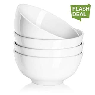 DOWAN 22oz Porcelain Soup/Cereal Bowls - 4 Packs, White