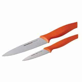 Rachael Ray 2-Piece Cutlery Japanese Stainless Steel Fruit and Vegetable Knife Set with Orange Handles and Sheaths