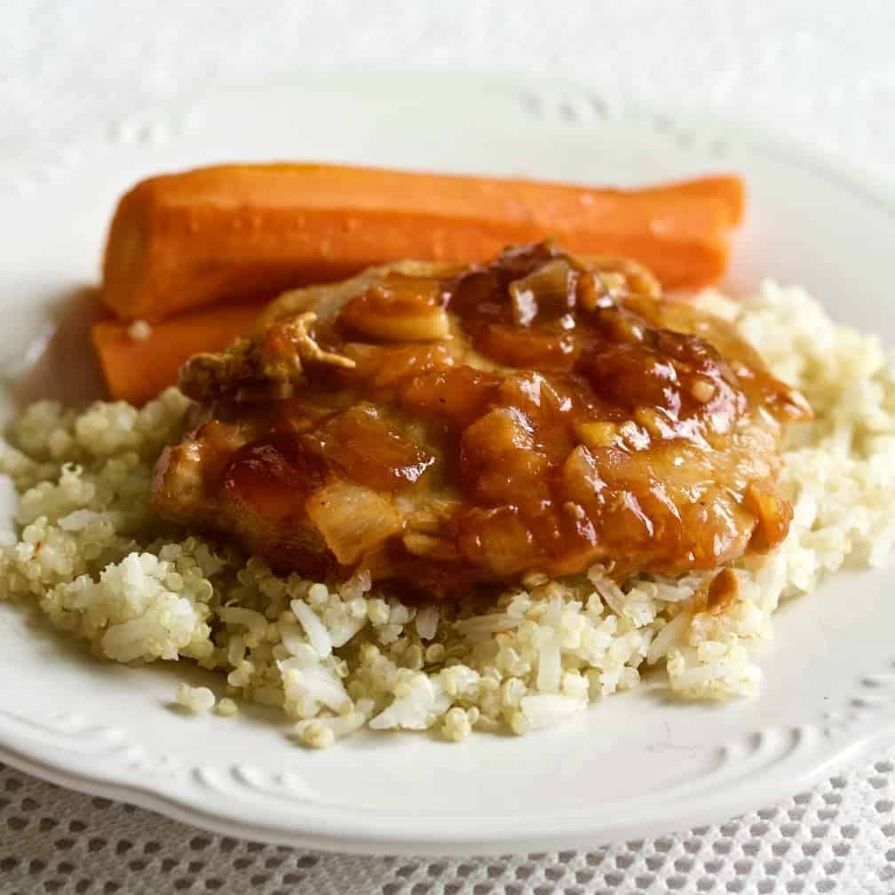 Instant Pot Pork Chop Dinner plated