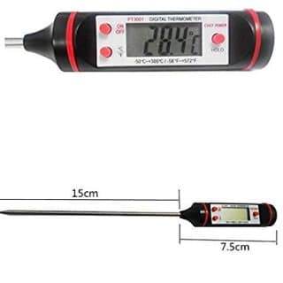 Chef Rimer Meat Thermometer Long Very Fast Accurate Instant Read Temperature Digital Food Probe For Cooking Grill Camping BBQ Candy Yogurt Dairy Beer Bread Milk Liquid With Battery