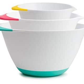 KUKPO Mixing Bowls &ndash; 3 piece set Includes 1.8 Qt, 3.6 Qt, 6.5 Qt, Easy Grip Handle With Non - Skid Bottom