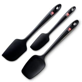 Award-Winning Professional Grade 3-Piece Black Silicone Spatula Set By DI ORO - 600&deg;F Heat-Resistant Seamless Rubber Spatulas - Best Spoonula, Small Spatula, Large Spatula for Cooking & Baking