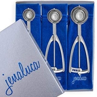 Jenaluca Ice Cream Scoop - Cookie Scoop - Melon Baller - 18/8 Stainless Steel - Gift Set of 3