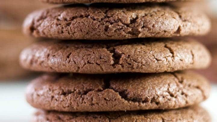 Chewy Chocolate cookies in a stack