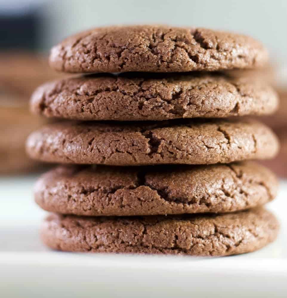 Chewy Chocolate cookies in a stack