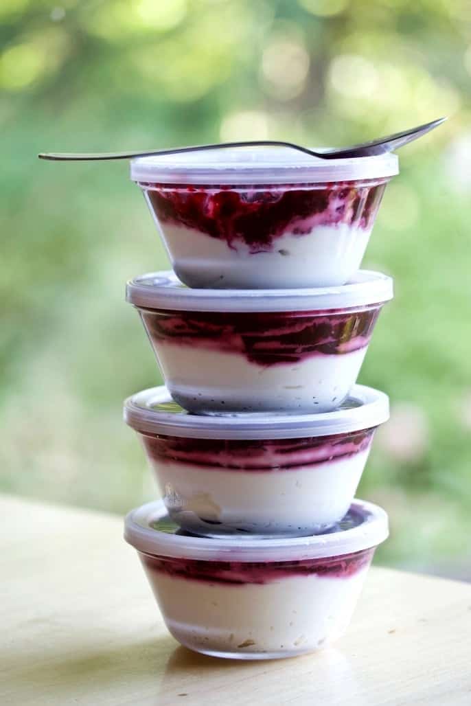 Single serving No bake blackberry Cheesecake cups