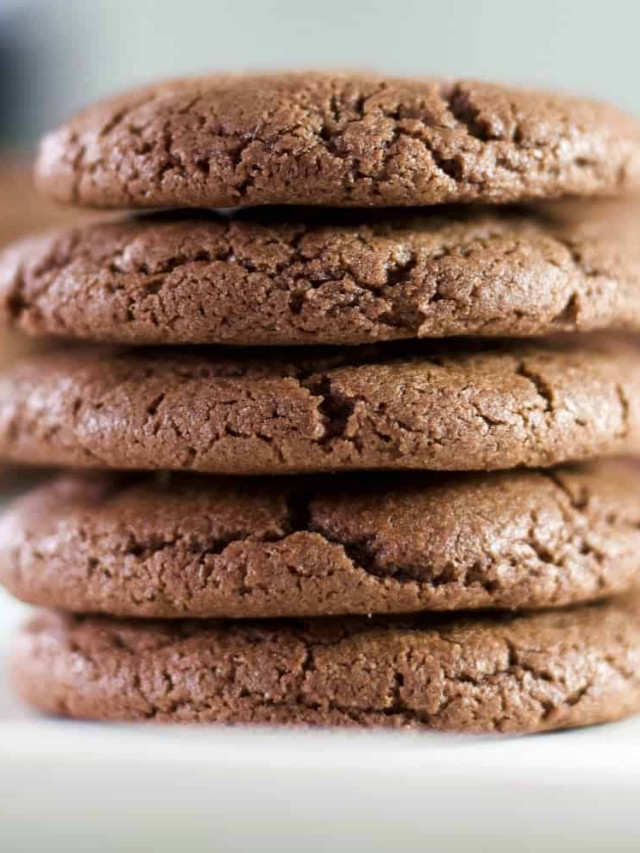 Chewy Chocolate cookies in a stack