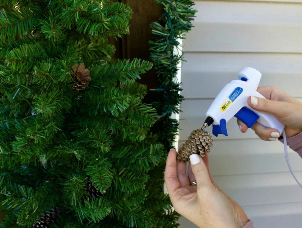 Applying hot glue