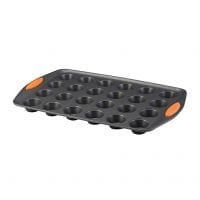 Rachael Ray Yum-o! Nonstick Bakeware 24-Cup Oven Lovin&rsquo; Mini Muffin Pan, Gray with Orange Handles