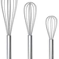 Set of 3 Stainless Steel Whisk 8"+10"+12", Kitchen Balloon Hand Stainless Whisk Set for Blending Whisking Beating Stirring by Ouddy