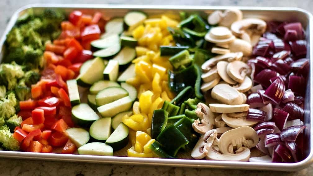 fresh vegetables prepared to raost
