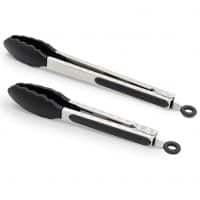 2 Pack Black Kitchen Tongs, Premium Silicone BPA Free Non-Stick Stainless Steel BBQ Cooking Grilling Locking Food Tongs, 9-Inch & 12-Inch
