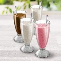 KOVOT Set Of 4 Old Fashioned Soda Glasses And Spoons - (4) 13-Ounce Classic Ice Cream Soda Glasses & (4) Metal Spoons