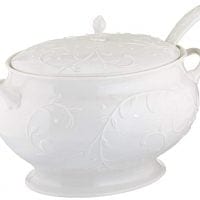 Lenox Opal Innocence Carved Covered Soup Tureen with Ladle, 10-1/4-Inch
