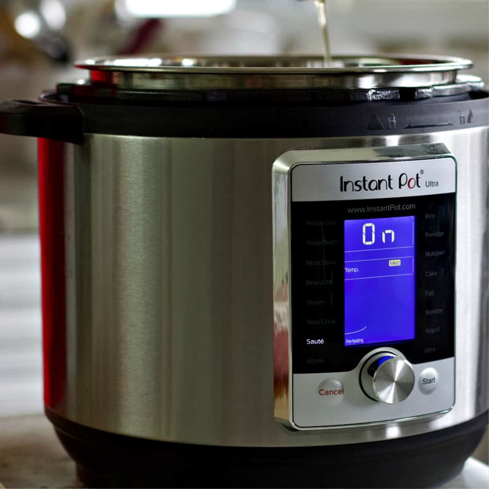 instant pot set to saut&eacute;