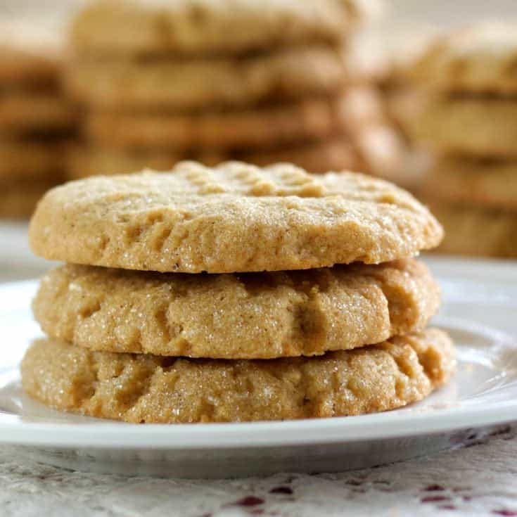 Sourdough Peanut Butter Cookies stacked