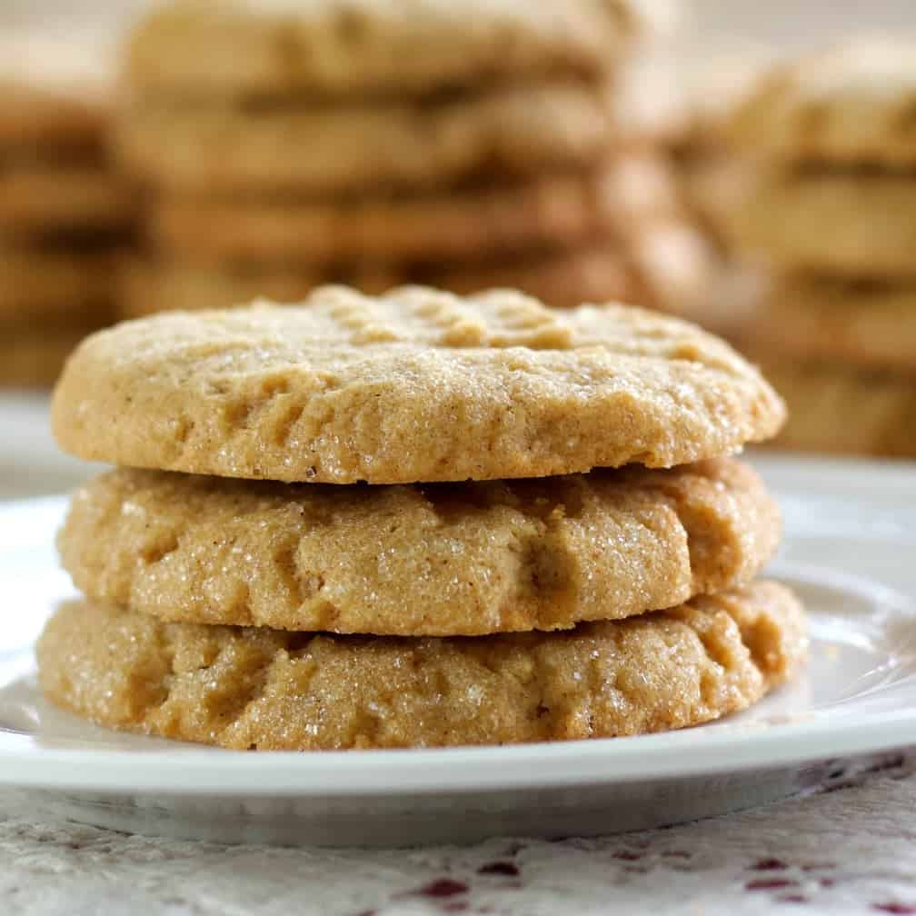 Sourdough Peanut Butter Cookies stacked