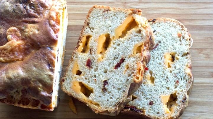 Sourdough batter bread with peppers and cheese