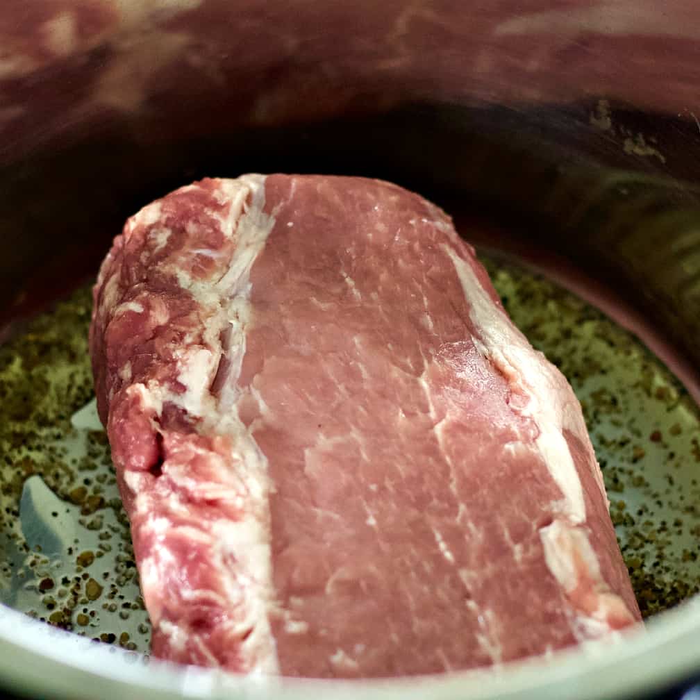pork roast in seasoned oil