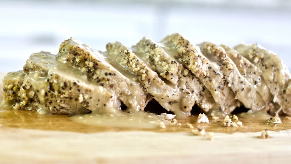 sliced pork loin roast with Gravy