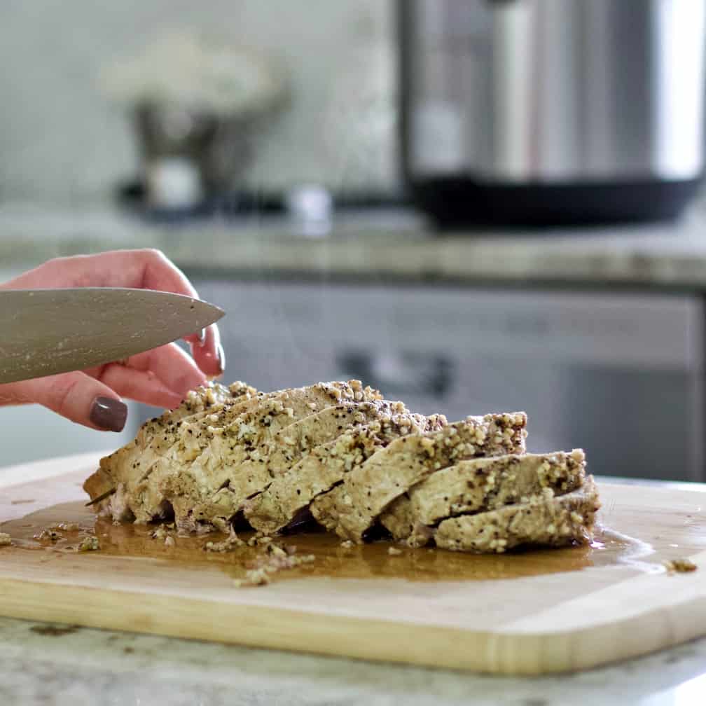 Slice rested pork roast