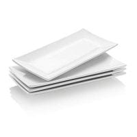 Krockery Rectangular Porcelain Platters/Trays for Parties 12 Inch Set of 4