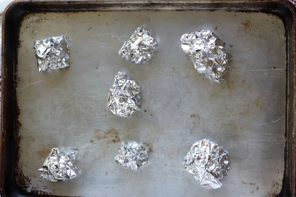Garlic in tinfoil ready to roast