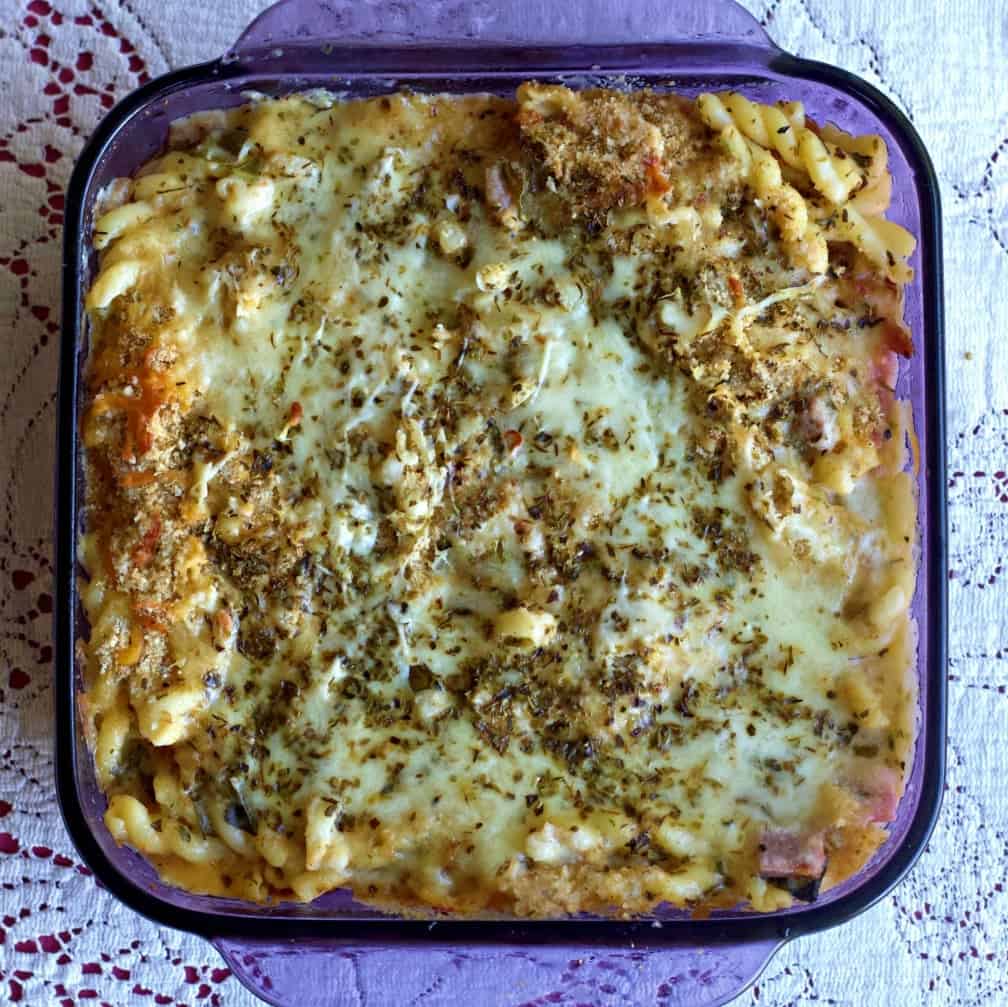 Noodle Casserole Bruschetta with ham