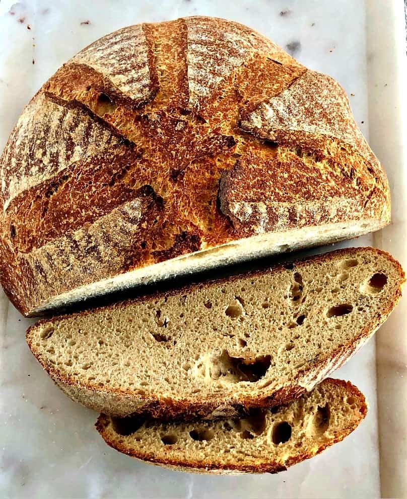 Soft Sourdough Sandwich Bread Recipe 3 Roasted Garlic Rosemary bread cut