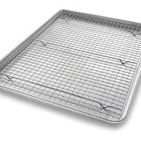 USA Pan 1607CR Bakeware Extra Large Sheet Baking Pan and Bakeable Nonstick Cooling Rack Set, XL, Metal