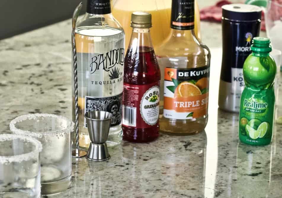 Ingredients for Tequila sunrise margarita
