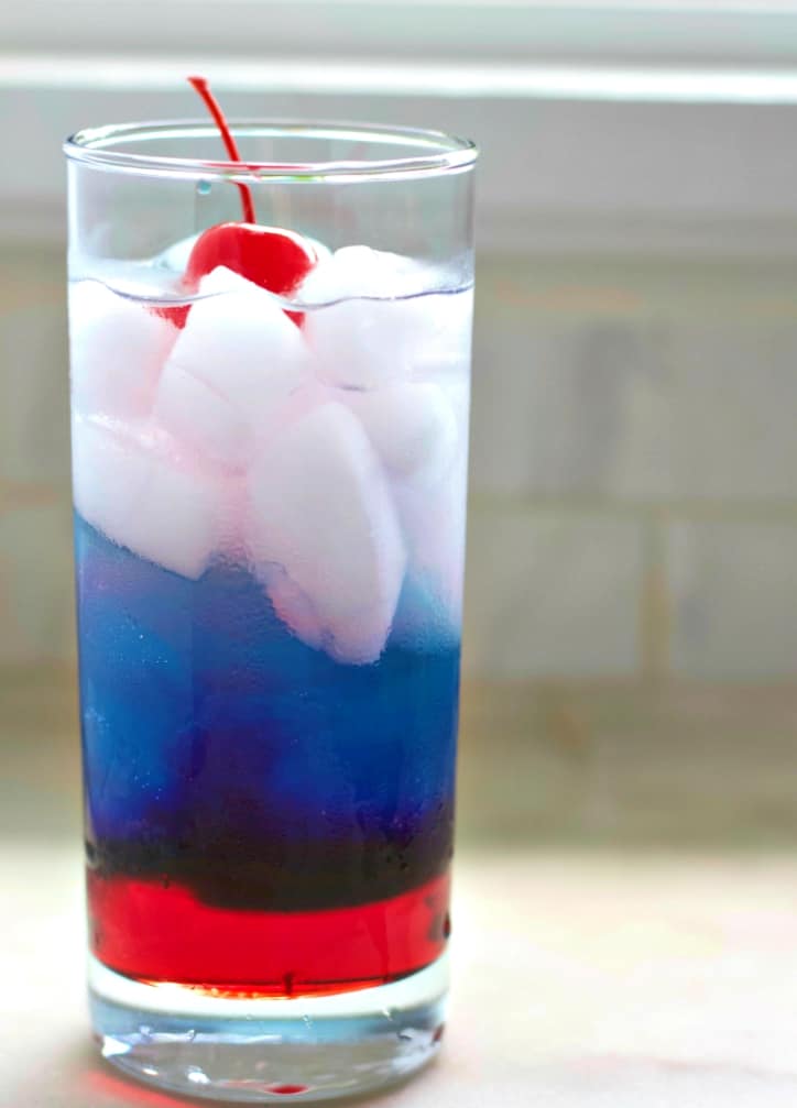 Red white and blue vodka mixed drink