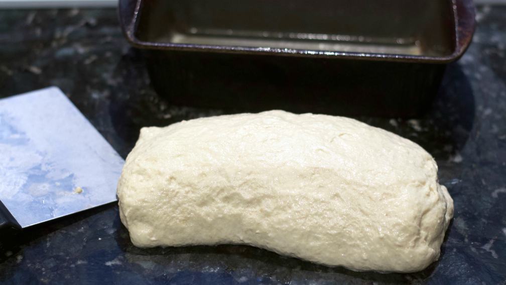Soft Sourdough Sandwich Bread Recipe 26 Shaped for the bread pan.
