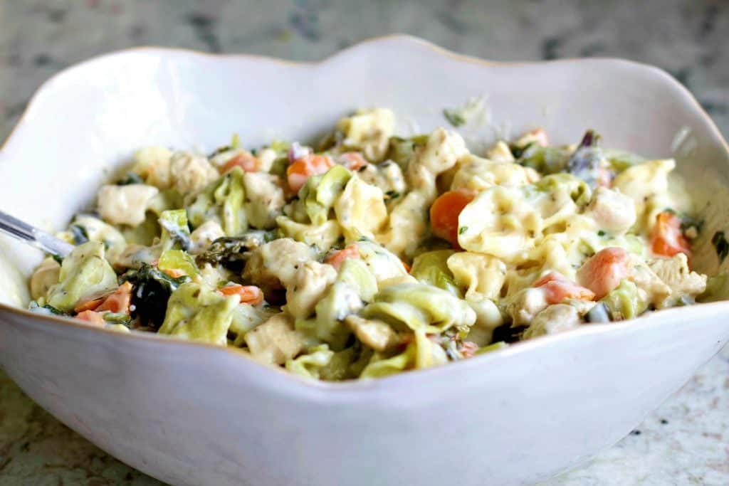 chicken alfredo dinner with tortellini