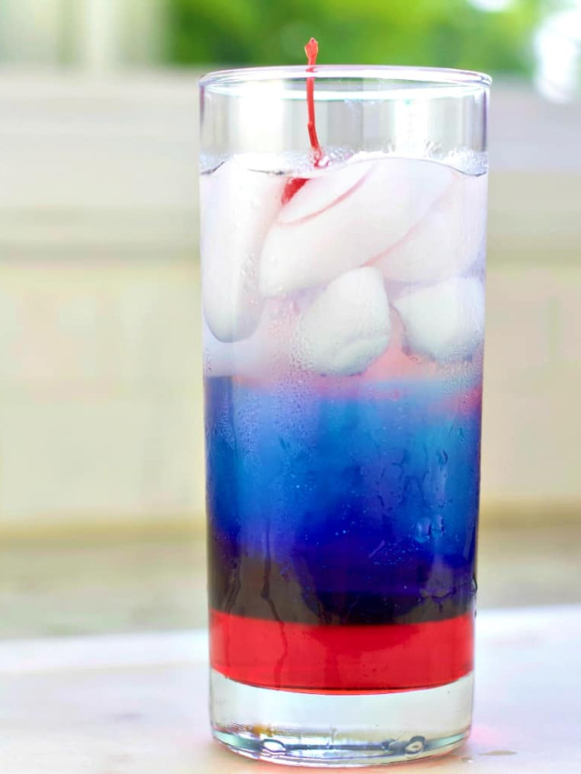 Red white and Blue layered vodka drink